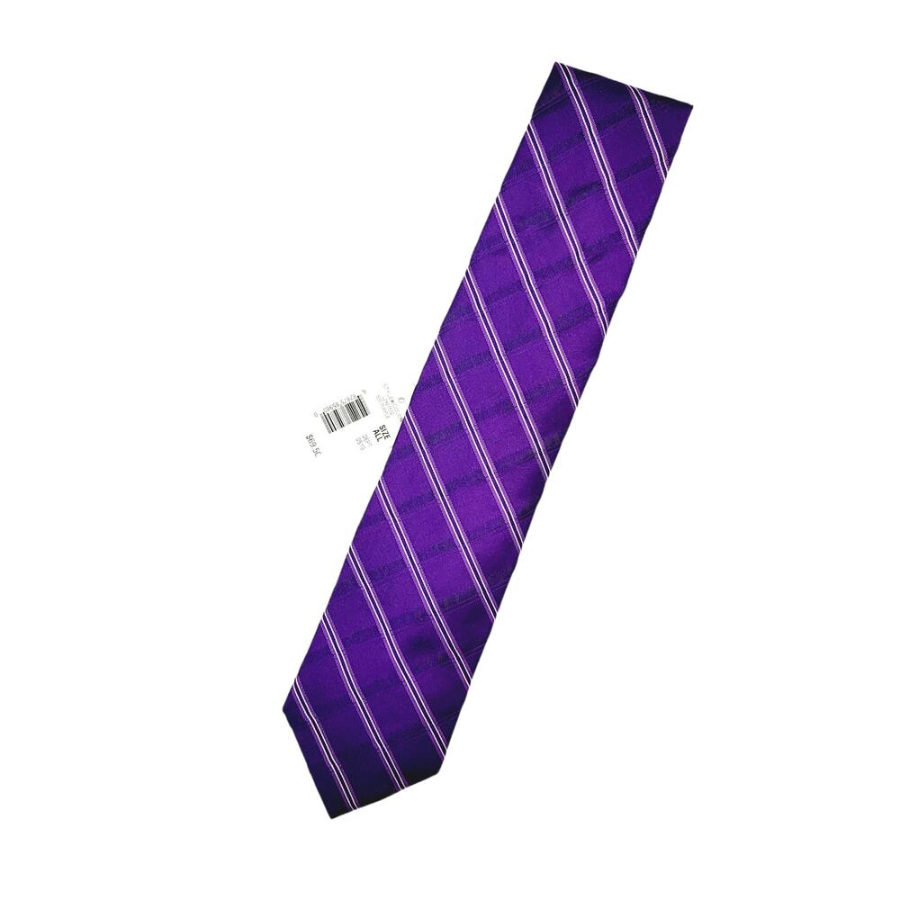 CALVIN KLEIN Premium Purple Diagonal Stripes Necktie Necktie - OS
